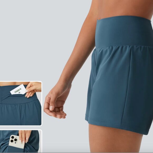 NWT Halara Super High Waisted Back Pocket 2-in-1 Side Pocket Yoga Shorts - 5" - Picture 4 of 7